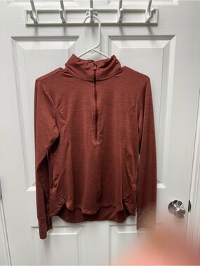 Apana Women's Half-Zip Sweater in Rust Brown